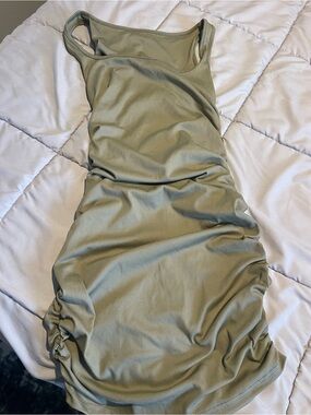 Sleeveless Olive Ribbed Bodycon Dress
